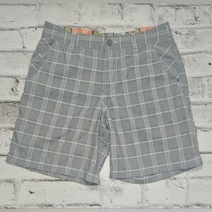 Lululemon Kahuna Plaid Chino Shorts Gray Blue Size 32 Golf Casual